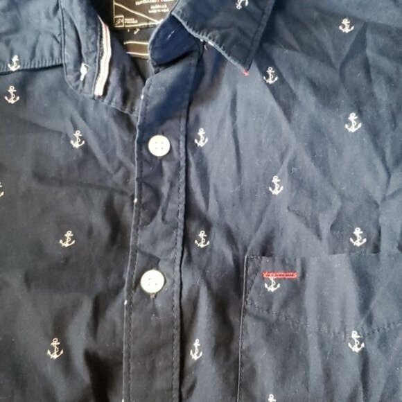 Anchor Shirt Botton Up Down Navy Short Sleeve On the Road Men's Size Small MAN'S - Picture 9 of 11